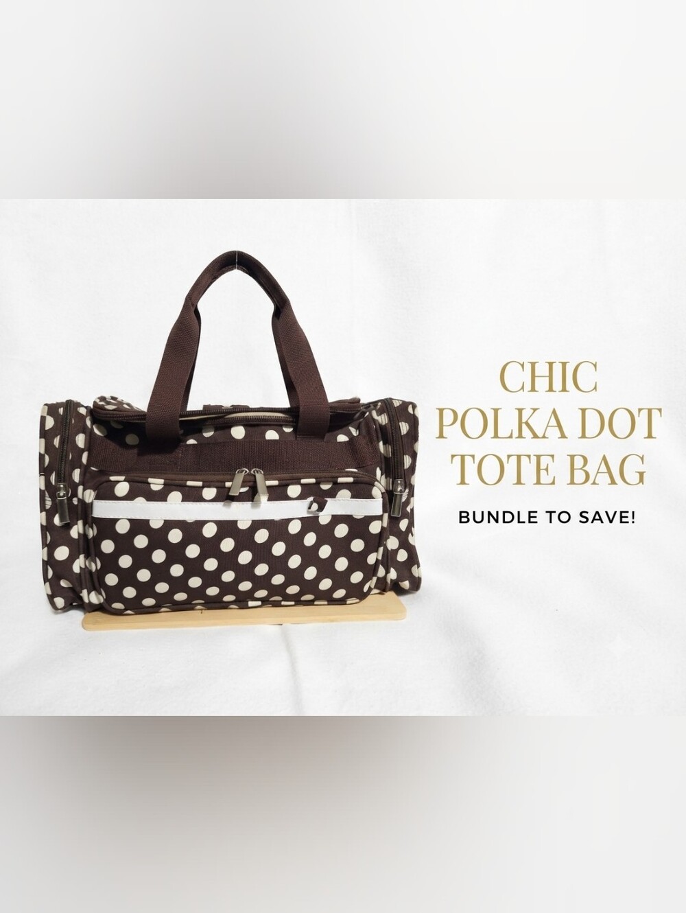 Chic Polka Dot Tote Bag - Brown and Cream - Perfect Craft or Upcycle Project